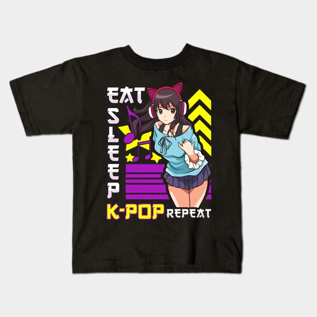 Eat Sleep K-Pop Repeat KPop Kawaii Korean Music Kids T-Shirt by theperfectpresents